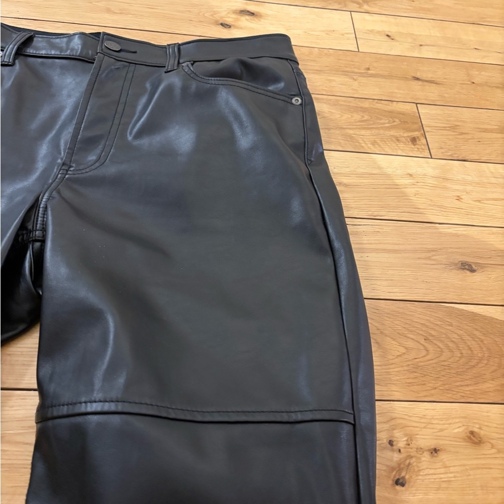 Vegan Leather Straight Leg Pants - Picture 3 of 4